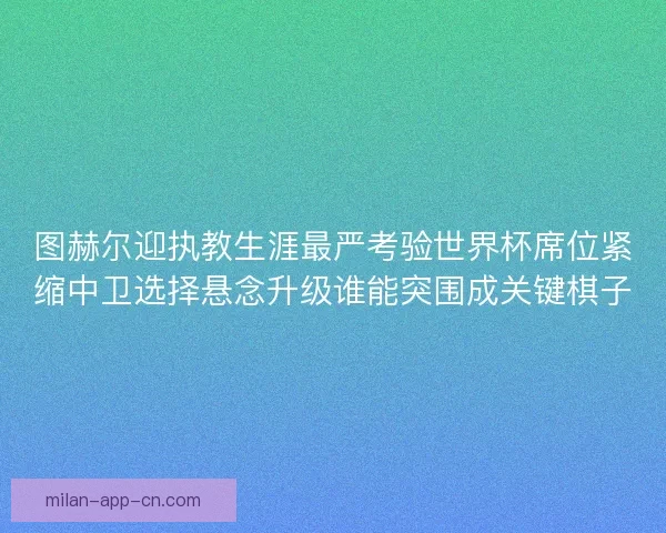 图赫尔迎执教生涯最严考验世界杯席位紧缩中卫选择悬念升级谁能突围成关键棋子 图赫尔迎执教生涯最严考验世界杯席位紧缩中卫选择悬念升级谁能突围成关键棋子