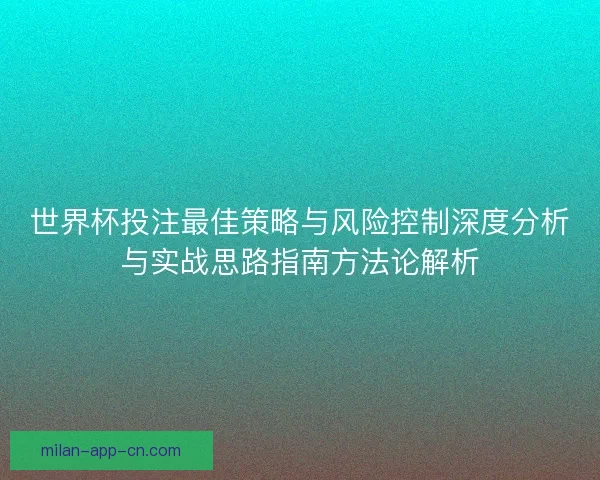 世界杯投注最佳策略与风险控制深度分析与实战思路指南方法论解析